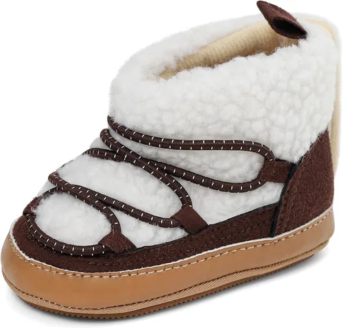 Vista 12 de ESTAMICO Botas de invierno de peluche con lazo para bebés niñas Rojo