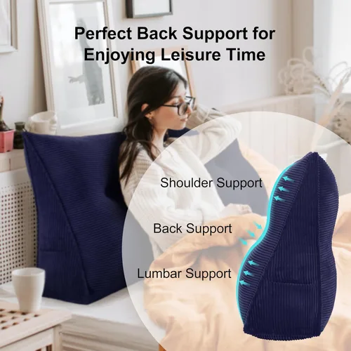 Vista 2 de WOWMAX Almohada triangular para cabecero de cama completa, almohada de cuña para cabecero, almohada grande de refuerzo para cama, almohada de cuña