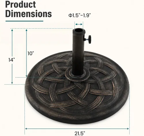Vista 3 de Giantex Base de sombrilla para patio de 43 libras, soporte resistente