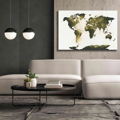 Vista 8 de Epic Graffiti 'World Map Gold Dust' por Chris Paschke, lienzo de arte de pared Giclée, 60 x 40 pulgadas