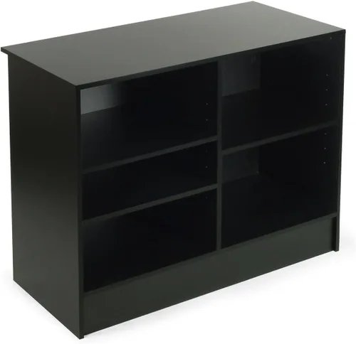 Vista 3 de Only Hanger Soporte para caja registradora con 3 estantes ajustables en altura, mostrador de pago de melamina negra de 48 pulgadas, disponible
