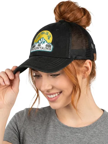 Vista 19 de Funky Junque Gorra de béisbol con cola de caballo cruzada, gorra de malla