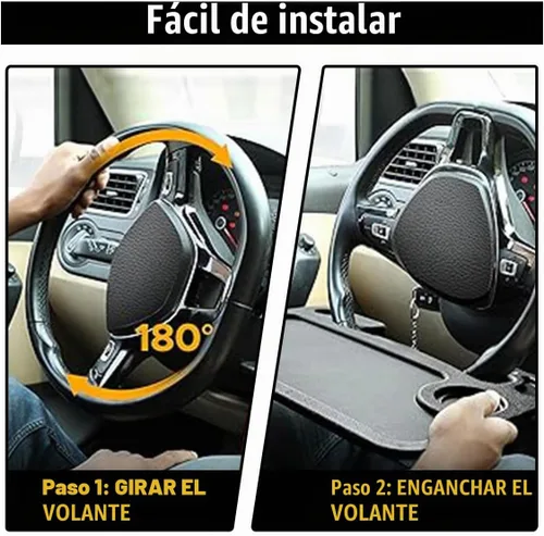 Vista 6 de GLSOWEE Bandeja para volante de automóvil, bandeja de mesa de oficina para computadora, escritorio para volante automático para comer, accesorios