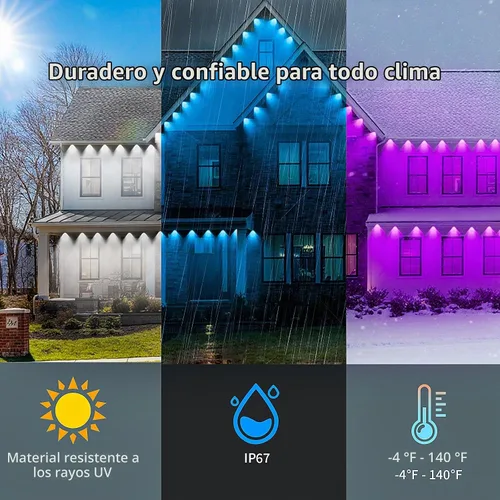 Vista 3 de KSIPZE Luces Permanentes para Exteriores Impermeables IP67, Luces LED Inteligentes RGB+IC para Aleros con Control por App y Botón, Más de 200 Modos