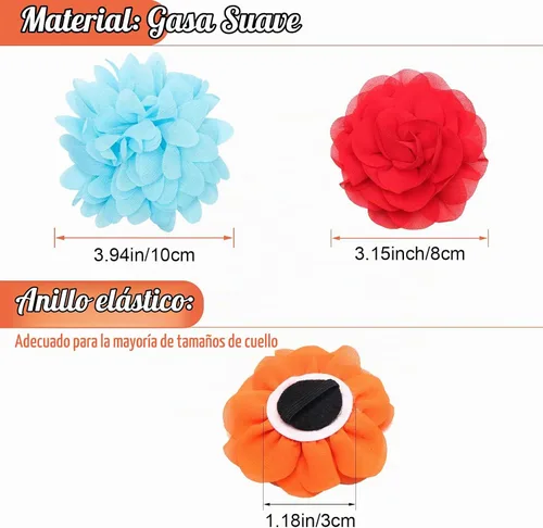 Vista 2 de Catcan 20 piezas de accesorios para collar de flores de perro, collares de flores multicolor para mascotas, 2 estilos de pajarita para perros