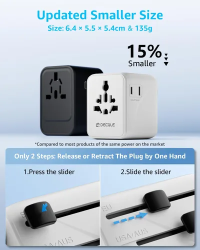 Vista 4 de Adaptador de viaje universal "Pro" 2 USB-C y 2 USB-A Cover 200+ Blanco