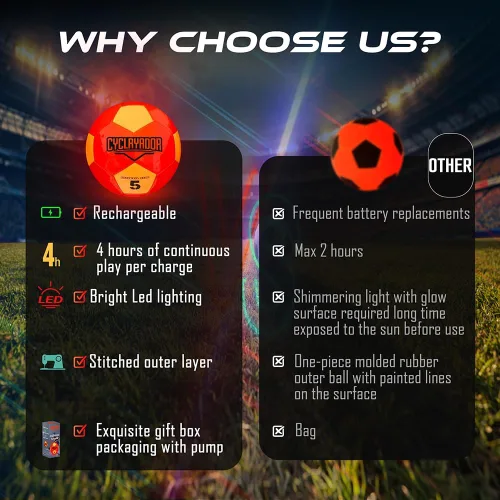 Vista 3 de Balón de fútbol recargable que brilla en la oscuridad, tamaño 5, balón de fútbol que se ilumina, ideal para regalos de fútbol con bomba y cable