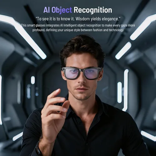 Vista 5 de Gafas Inteligentes AI Mejoradas con Cámara, Gafas de Cámara Antivibración de 800w, Traducción en Tiempo Real, Reconocimiento de Objetos AI