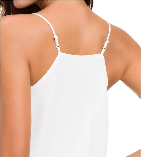 Vista 4 de Camiseta de chifón con tirantes delgados ajustables y cuello en V