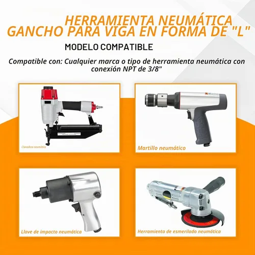 Vista 7 de Herramienta neumática Rafter Hook "L" en forma de para Senco PC0630 Hook Belt Nail Guns con 3/8" NPT Air Fitting (aluminio)
