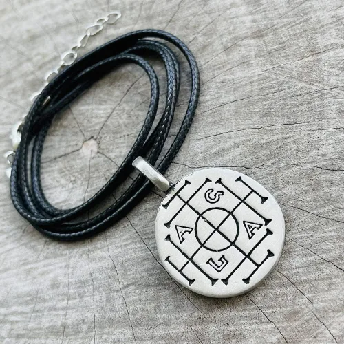 Vista 5 de Joyería judía del judaísmo AGLA Atah Gibor Le-olam Adonai - Collar con colgante de peltre plateado para hombre, amuleto de protección, amuleto