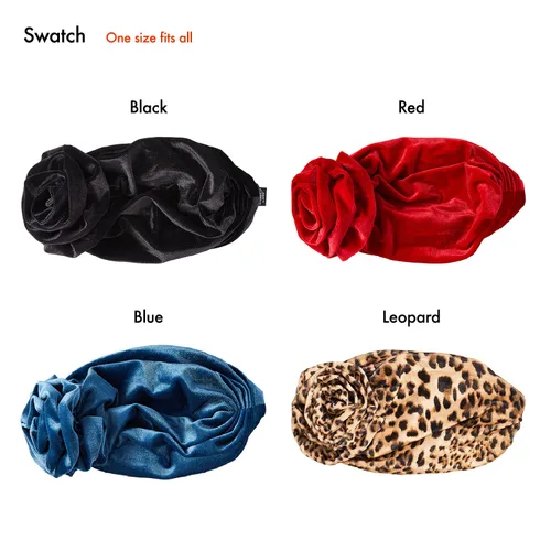 Vista 6 de Red by Kiss X Keyshia Cole - Turbante con nudo superior, turbante de terciopelo Ritzy, gorro preatado, Rojo