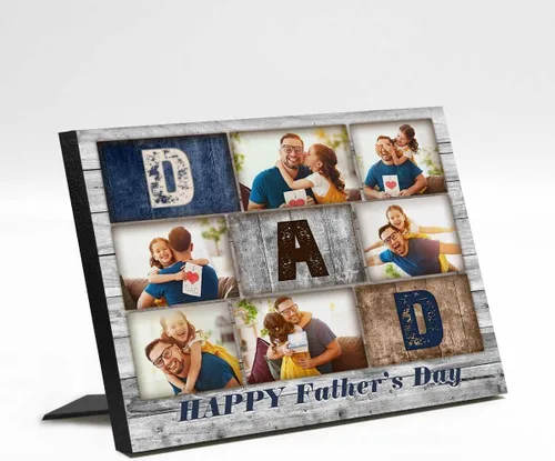 Vista 33 de InterestPrint Panel de fotos personalizado para papá y nombre para exhibición de mesa, Papá te amamos más que todas las estrellas en el cielo, marco