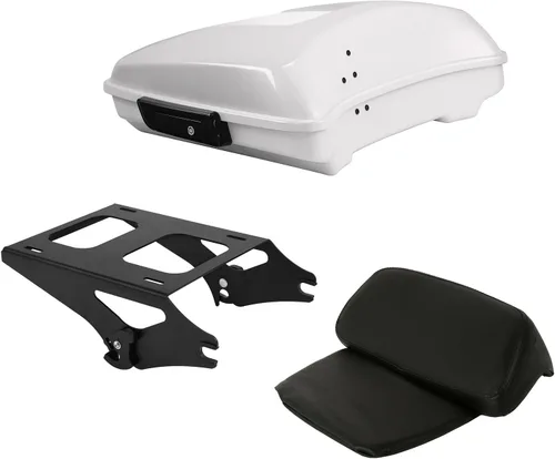 Vista 38 de TCT-MOTORPARTS Atlas Silver Metálico Maletero de Viaje Modificado con Respaldo y Montaje en Rack Adecuado para Harley Touring 14-25 Street Glide