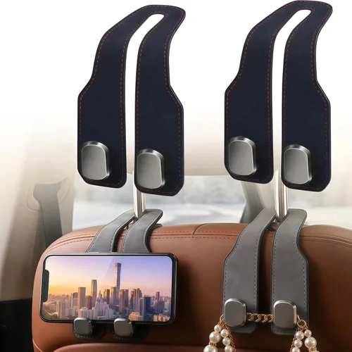 Vista 12 de Ganchos para reposacabezas de asiento de automóvil, soporte de doble gancho Marrón