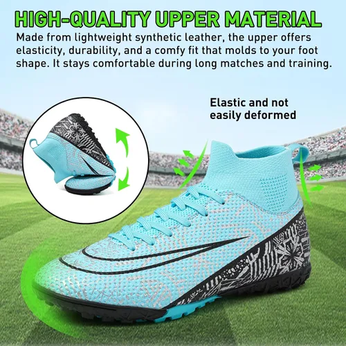 Vista 3 de RDGO Tacos de fútbol para hombre y mujer, zapatos de fútbol para interiores y exteriores