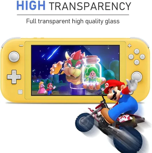 Vista 5 de Linsaner Protector de pantalla de vidrio templado, hecho a medida para Nintendo Switch Lite HD, antiarañazos, transparente y transparente