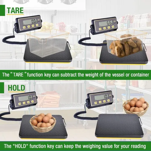 Vista 5 de Báscula de recepción digital de 150 libras con plataforma de aluminio antideslizante, báscula de alimentos de alta precisión