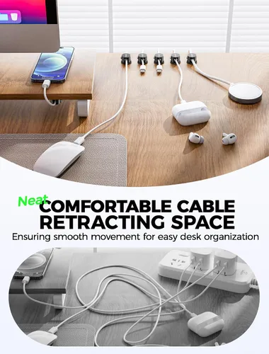 Vista 7 de Paquete de 9 clips magnéticos para cables, organizador de cables [giratorio de 360° mejorado], soporte de cable magnético fuerte, soporte de alambre