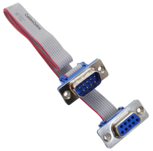 Vista 7 de CablesOnline, 6 pies DB9 macho a DB9 hembra 9 conductores 28awg recto Serial RS232 Cable de extensión de cinta plana, S-3F06