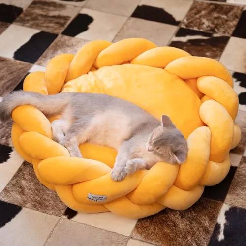 Vista 11 de CHEERPALS Cama Tejida para Gatos de Interior, Linda Cama para Mascotas con Almohadón Lavable Cama Esponjosa para Perros Pequeños (Gris Oscuro)
