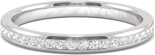 Vista 4 de Charles & Colvard - Anillo de boda redondo de oro blanco de 14 quilates de 0.047 in, 0.19 quilates de DEW por Charles & Colvard