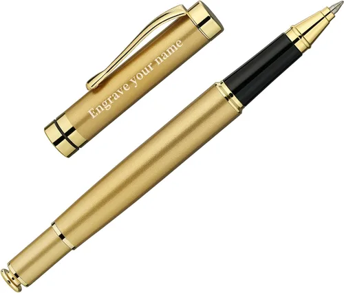 Vista 13 de BEILUNER - Bolígrafos personalizados de alta calidad, impresionante bolígrafo de metal cromado de plata brillante con borde dorado, elegante set