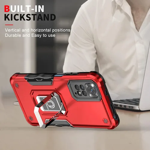 Vista 7 de Funda diseñada para Xiaomi Redmi Note 11 Pro con soporte giratorio, cubierta de cámara a prueba de caídas, protección de lente Shiled para Redmi
