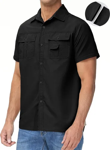 Vista 3 de TACVASEN Camisa de manga larga convertible, transpirable, de secado rápido, con protección UV, para hombre