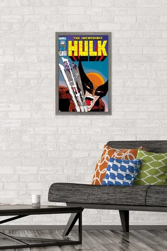 Vista 2 de Trends International Marvel Comics X-Men - Póster de pared de Wolverine Incredible Hulk #340, 22.4 pulgadas de largo x 14.7 pulgadas, versión