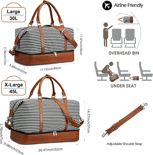 Vista 3 de S-ZONE - Bolso de mano de lona para mujer con correa de cuero sintética