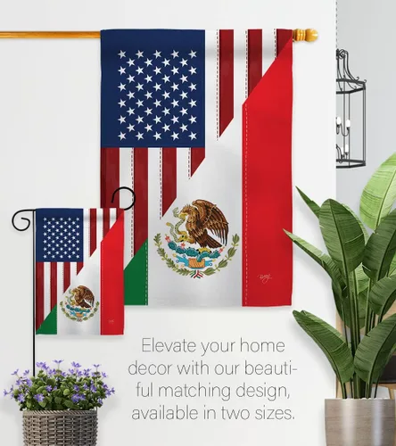 Vista 8 de Breeze Decor Bandera de la Amistad de Estados Unidos y México, Alianza Regional Americana, País Mundial, Decoración de Área Particular, Cartel