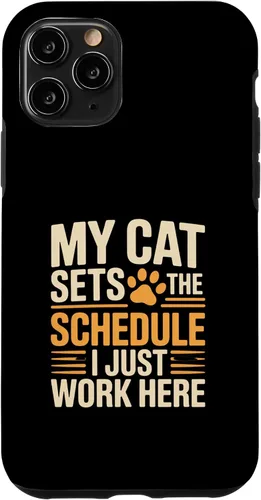 Vista 28 de My Cat Sets The Schedule Cat Humor Case for iPhone 17