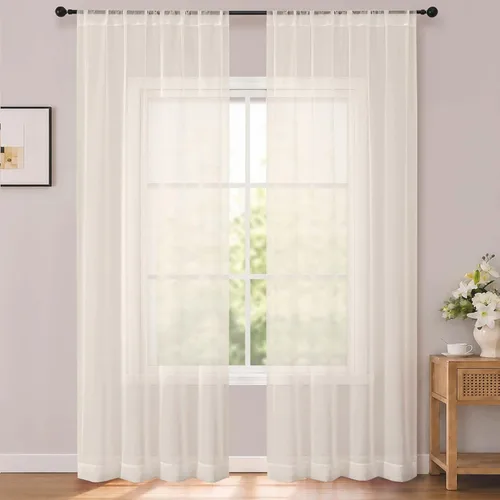 Vista 62 de OWENIE White Sheer Curtains 96 Inches Long 2 Panels for Living Room 52 Wide