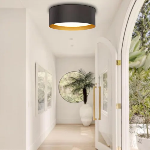 Vista 7 de Casia Luces de techo empotradas para dormitorio, montaje empotrado cerca del techo en acabado de metal de bronce aceitado con vidrio esmerilado