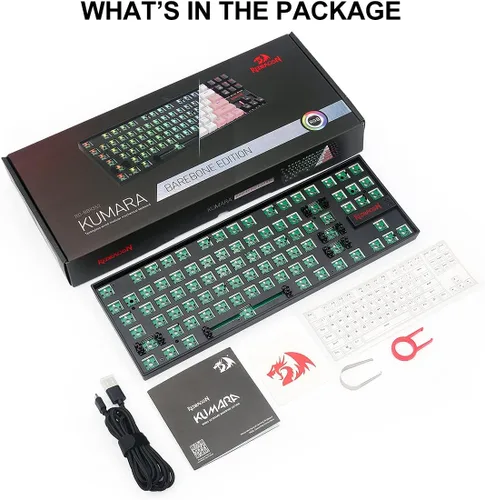 Vista 7 de Redragon BBK552 - Kit de teclado mecánico TKL para juegos personalizado, 80% 87 teclas, teclado RGB totalmente modular, con cable USB, Barebones sin