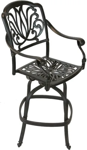 Vista 5 de Elizabeth Taburetes de bar giratorios para patio al aire libre, 30 pulgadas, aluminio fundido bronce oscuro (4, sésamo Sunbrella)