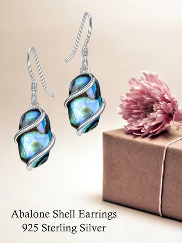 Vista 3 de Regalos para mujer, aretes de plata de ley 925 para mujer, delicados aretes colgantes de piedra ovalada, joyería fina, regalos para el día de San