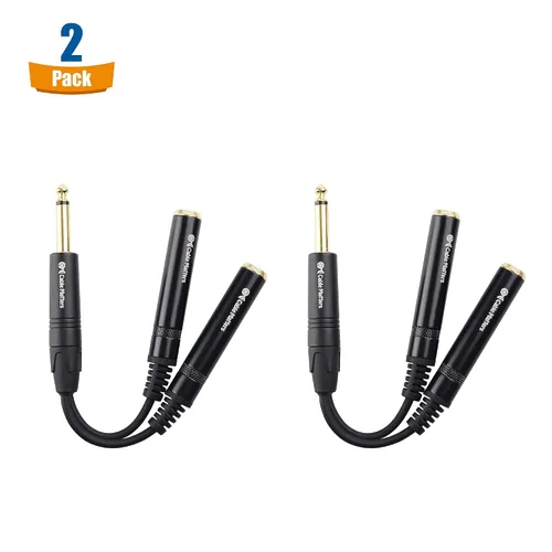 Vista 2 de Cable Matters Paquete de 2 cables divisor TS macho a 2X TS hembra 1/4, 6 pulgadas