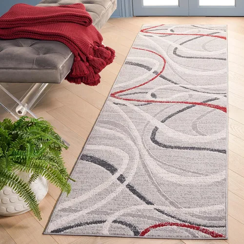 Vista 25 de SAFAVIEH Odyssey Collection - Alfombra de pasillo de 2 pies 2 pulgadas x 8 pies, marfil azul y dorado, diseño abstracto moderno, ideal para zonas