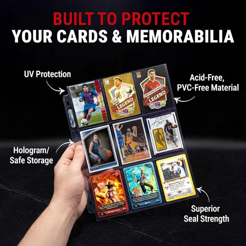 Vista 9 de Ultra Pro hojas de nueve bolsillos para tarjetas de colección - serie platinum (100 páginas)