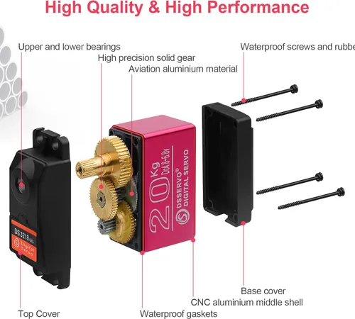 Vista 4 de 44.1 lbs impermeable Metal Gear RC Servo, 270°