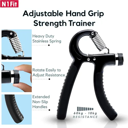 Vista 2 de N1Fit Kit de entrenamiento de fuerza de agarre, paquete de 5 fortalecedores de agarre para el antebrazo y muñeca, agarre de mano de resistencia