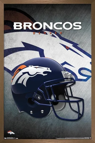 Vista 17 de Trends International NFL Denver Broncos - Póster de pared con casco 16, 14.725 x 22.375 pulgadas, versión enmarcada de madera de granero Versión