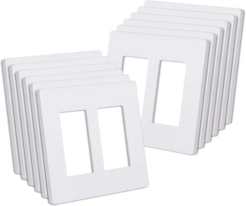 Vista 39 de CML Placa de Pared Decorativa Negra de 4 Posiciones Sin Tornillos, Paquete de 4 Placas de Interruptor de Luz y Cubierta Frontal para Receptáculo