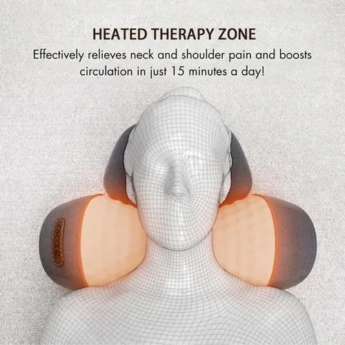 Vista 5 de Almohada de masaje cervical con calefacción 3 en 1 Soporte cervical de espuma viscoelástica Almohada de relajación para el hogar y la oficina