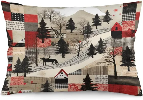 Vista 23 de Fundas de almohada con diseño de pingüinos de Navidad de 12 x 20 pulgadas, diseño de pingüinos en acuarela de Navidad, fundas de almohada