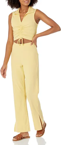 Vista 3 de The Drop Flora - Top corto ajustado con cuello fruncido para mujer