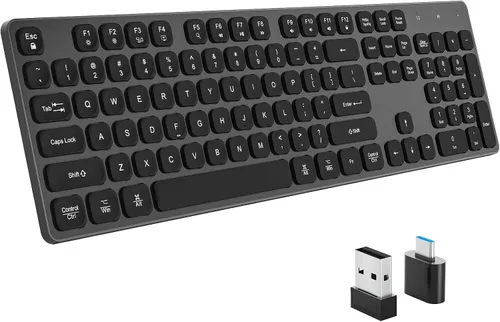 Vista 8 de Teclado con cable USB, teclas cómodas y silenciosas de chocolate, teclado de computadora ultradelgado y duradero con cable (QWERTY) para PC, Windows