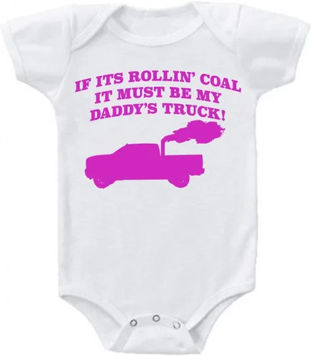 Vista 3 de Ink Trendz My Daddy's Rollin Coal 4x4 Ram Pickup Truck - Enterizo de manga corta para bebé Negro
